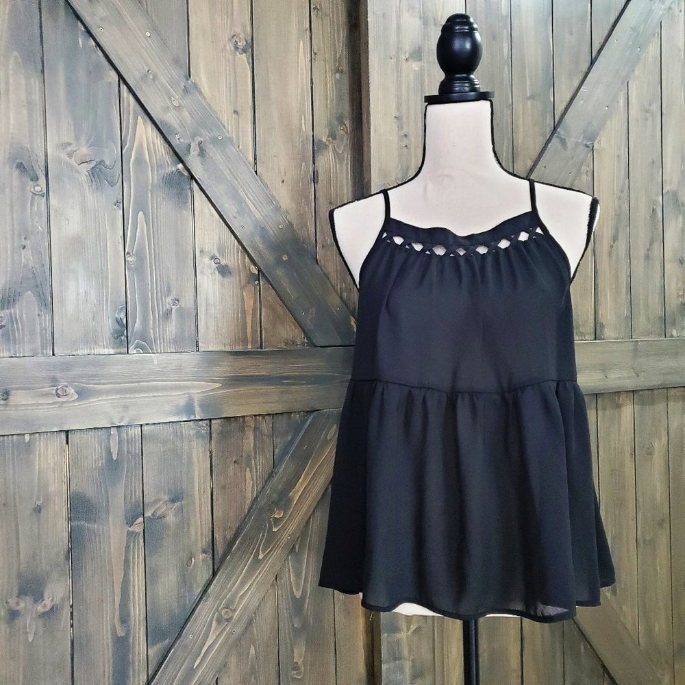 Lily Rose Black Sheer Tank Blouse